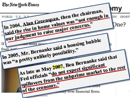 New York Times Articles Proving Ben Bernanke and Alan Greenspan  Were Wrong