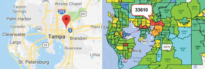 Hottest Zip Codes for Real Estate Investing #8.Tampa, Florida 33610 Hottest Zip Codes for Real Estate Investing #8.Tampa, Florida 33610