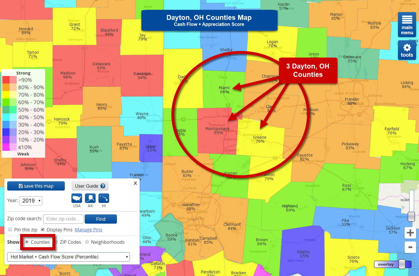 3 High Appreciation/Cash Flow Real Estate Markets in Dayton, OH counties