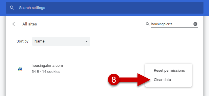 Clearing Housing Alerts Cookies Chrome - Step 8